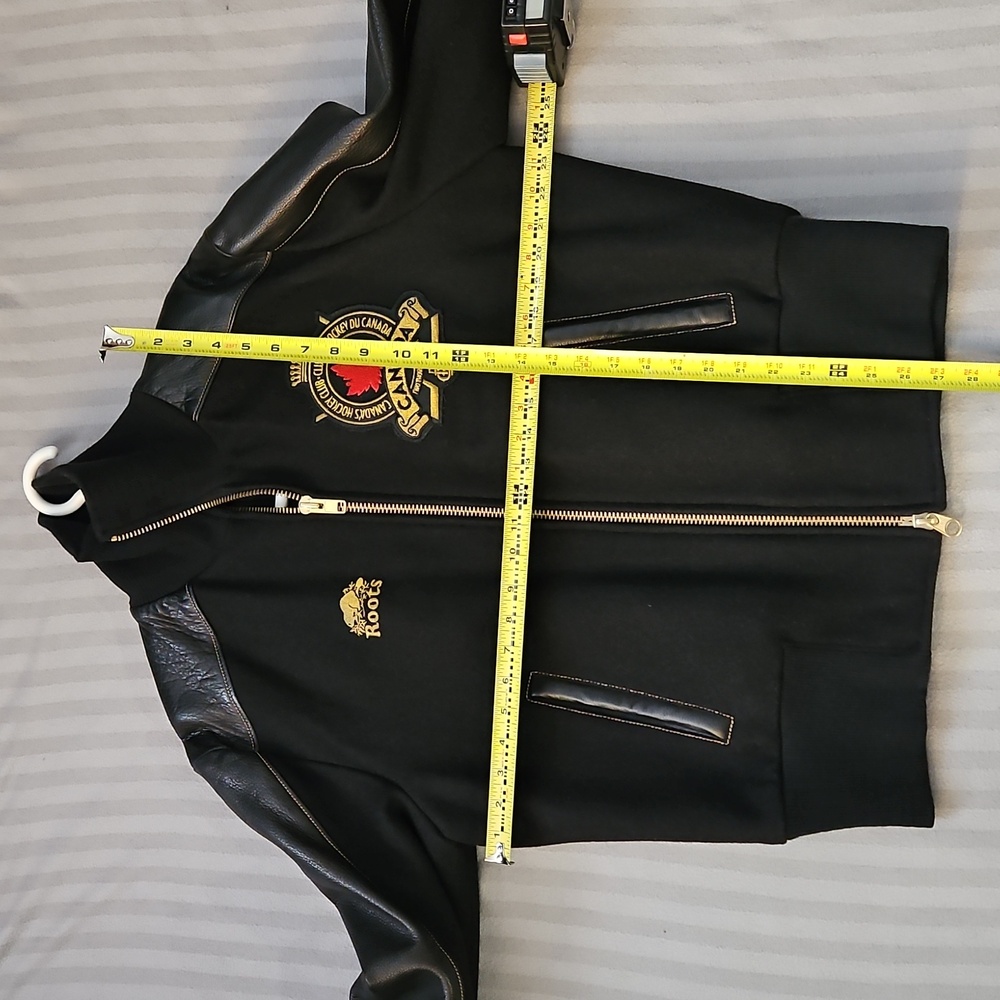 Roots Black Bomber Jacket with Leather Details - Picture 2 of 3